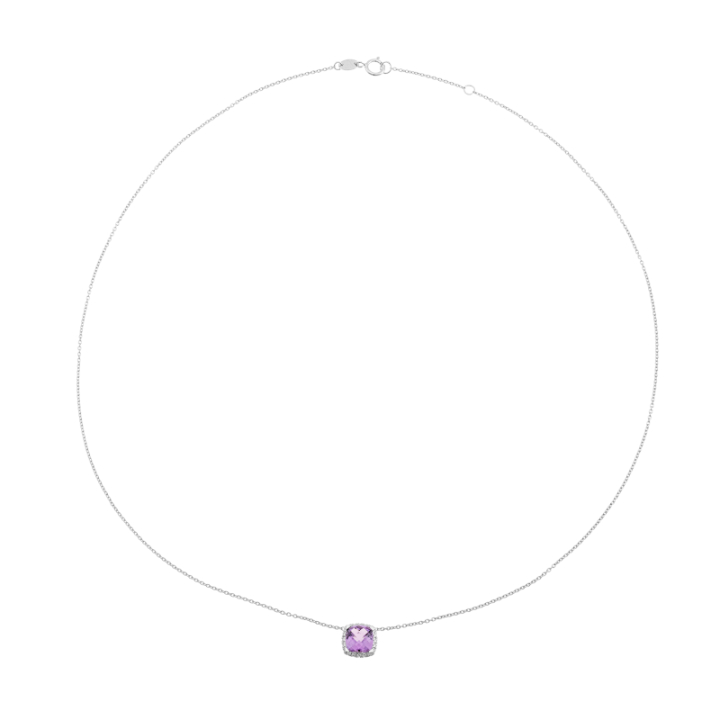 Collier en platine, améthyste et oxydes de zirconium 