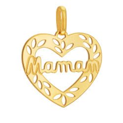 Pendentif en or jaune, coeur maman