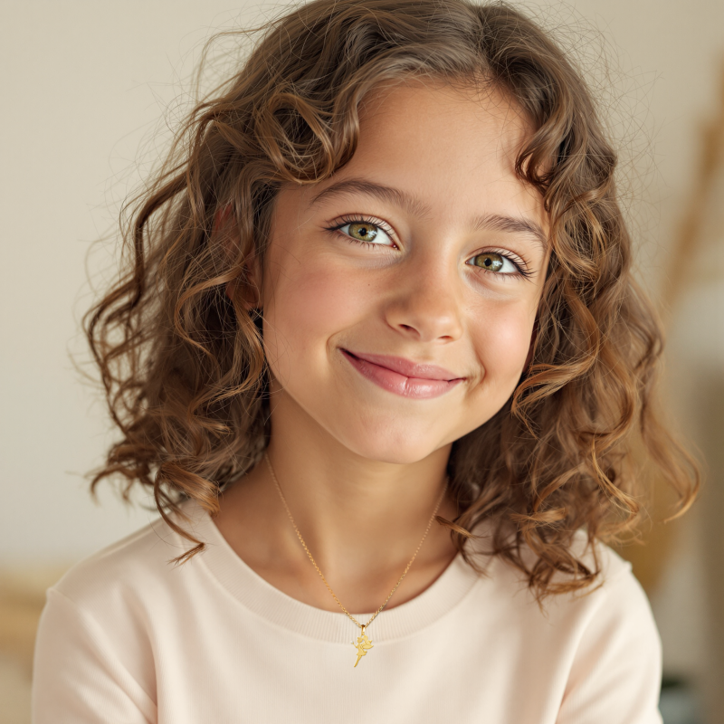Pendentif en or jaune et diamant, fée