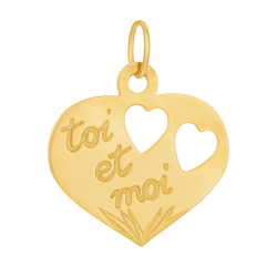 Pendentif en or jaune, coeur toi et moi