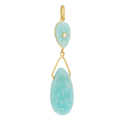 Pendentif en or jaune, amazonite et diamant
