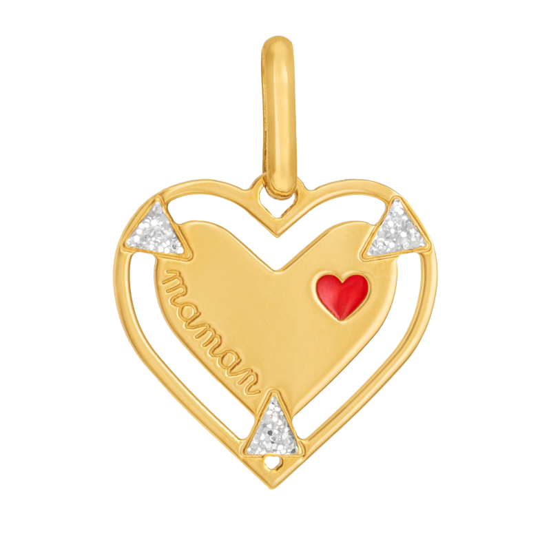 Pendentif en or jaune et laque, maman