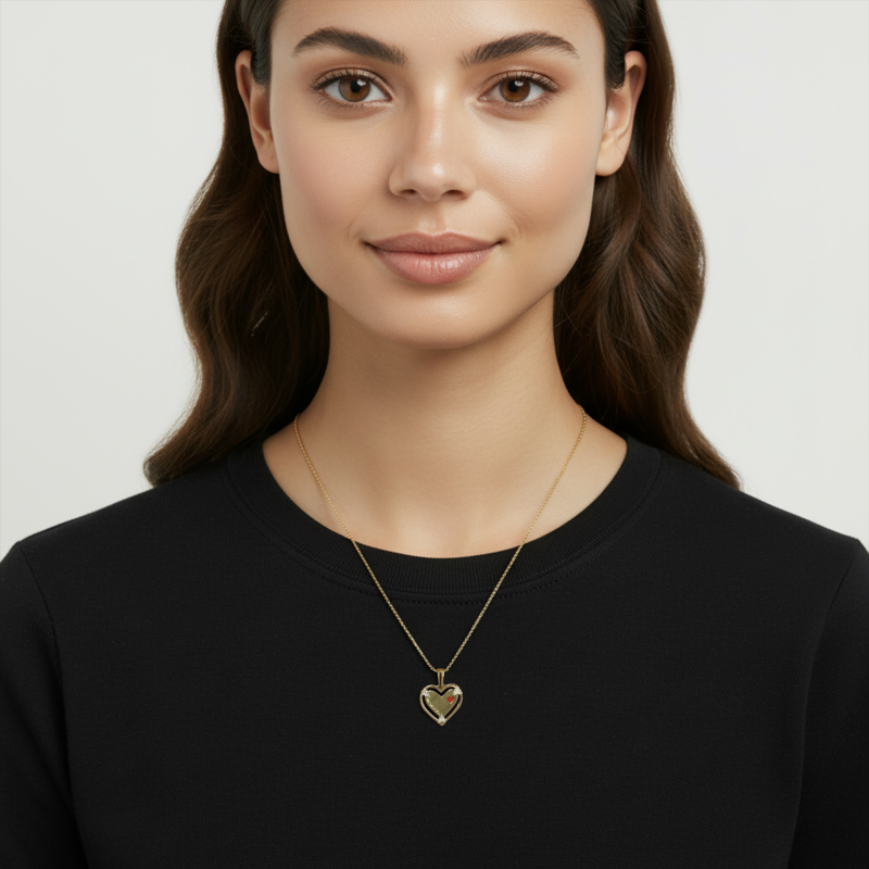 Pendentif en or jaune et laque, maman