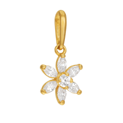 Pendentif en or jaune et oxydes de zirconium, fleur