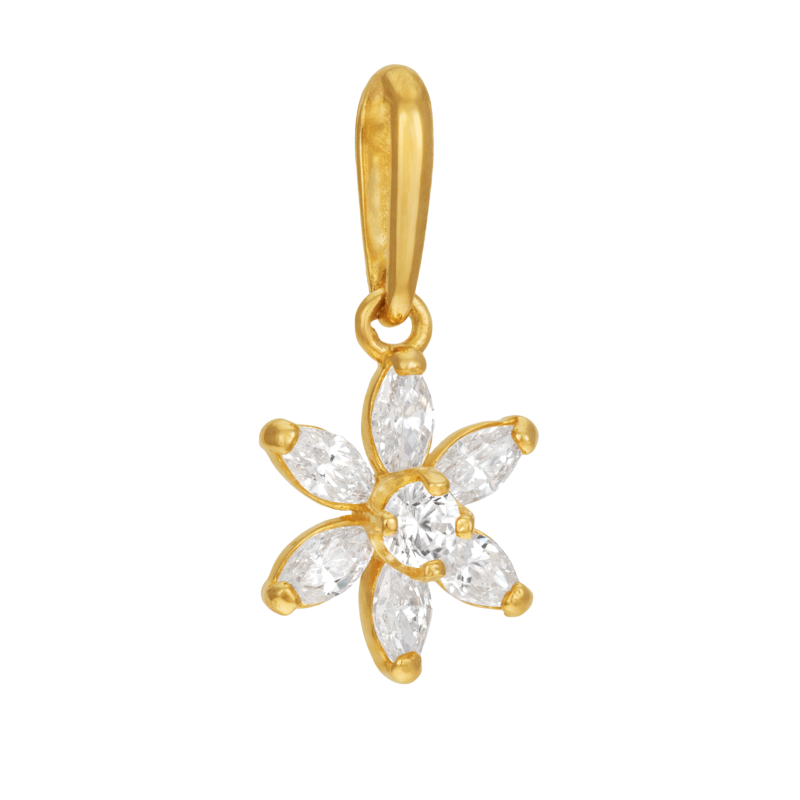 Pendentif en or jaune et oxydes de zirconium, fleur