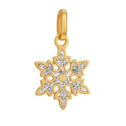 Pendentif en or jaune et laque paillettée, flocon