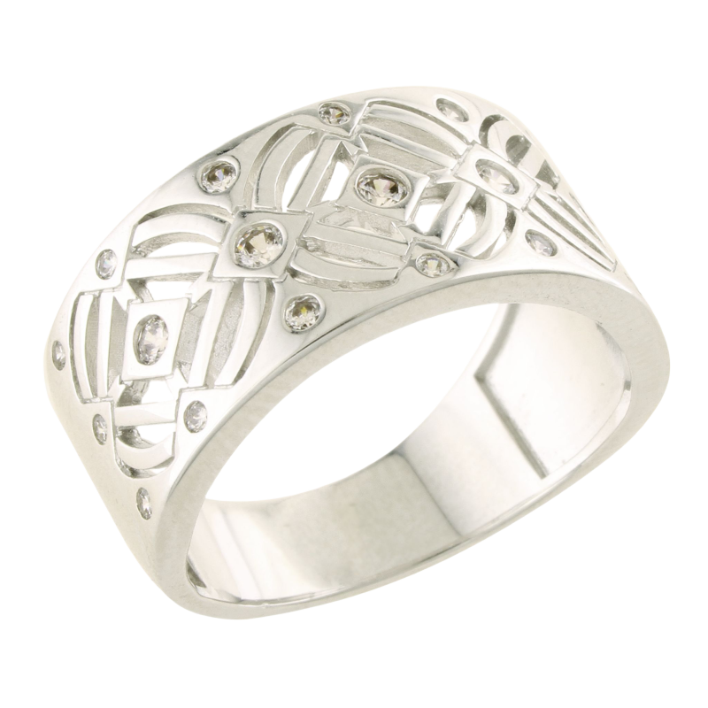 Bague en argent rhodié et oxydes de zirconium