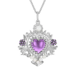 Collier en argent rhodié, verre, perles de culture et oxydes de zirconium