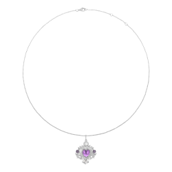 Collier en argent rhodié, verre, perles de culture et oxydes de zirconium