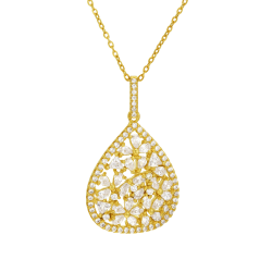 Collier en argent doré et oxydes de zirconium