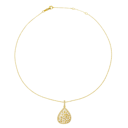 Collier en argent doré et oxydes de zirconium