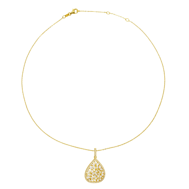 Collier en argent doré et oxydes de zirconium
