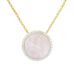 Collier en argent doré et rhodié, nacre et oxydes de zirconium