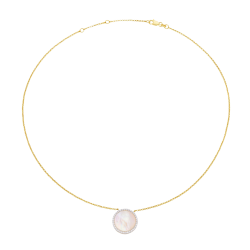 Collier en argent doré et rhodié, nacre et oxydes de zirconium