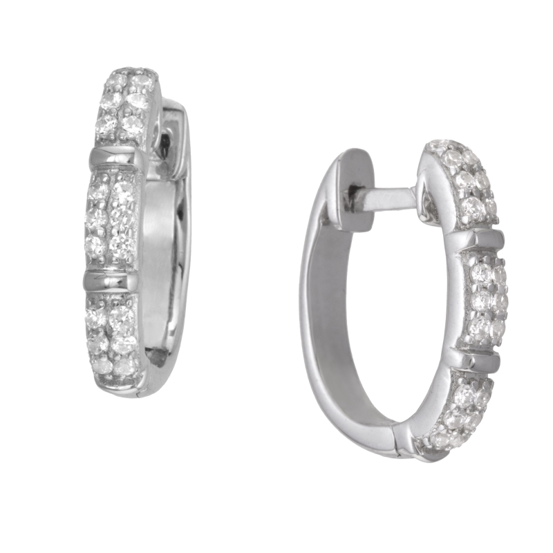 Boucles d'oreilles en argent rhodié et oxydes de zirconium