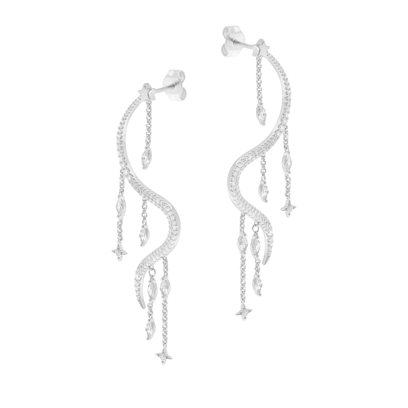 Boucles d'oreilles en argent rhodié et oxydes de zirconium