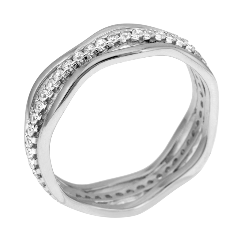 Bague en argent rhodié et oxydes de zirconium