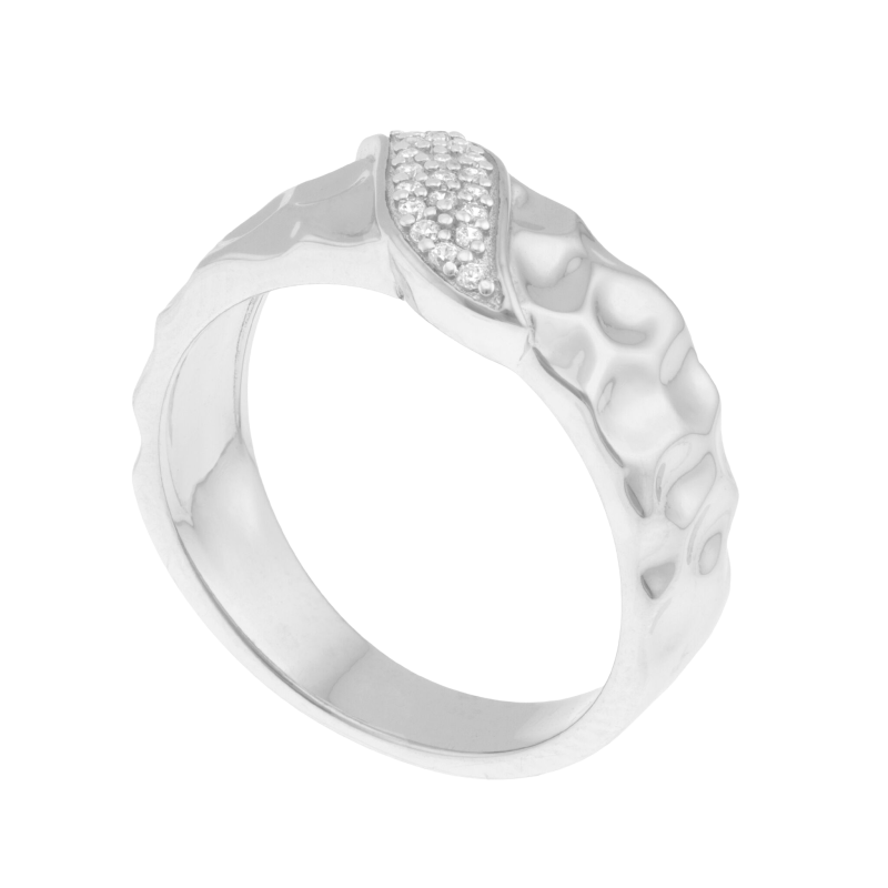 Bague en argent rhodié et oxydes de zirconium