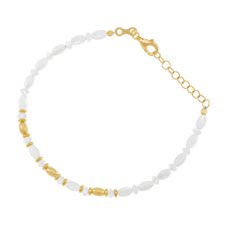 Bracelet en argent doré et nacres