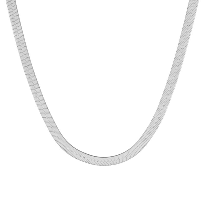Collier en argent rhodié, maille serpent