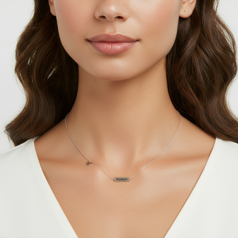 Collier en argent rhodié, maman