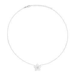 Collier en argent rhodié, oxydes de zirconium et pierre synthétique