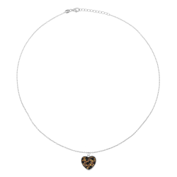 Collier en argent rhodié et oxydes de zirconium, coeur