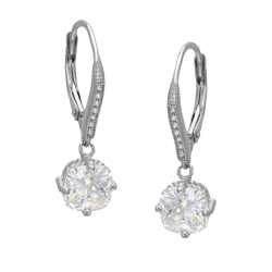 Boucles d'oreilles en argent rhodié et oxydes de zirconium