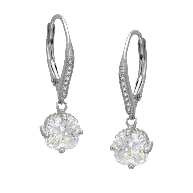 Boucles d'oreilles en argent rhodié et oxydes de zirconium